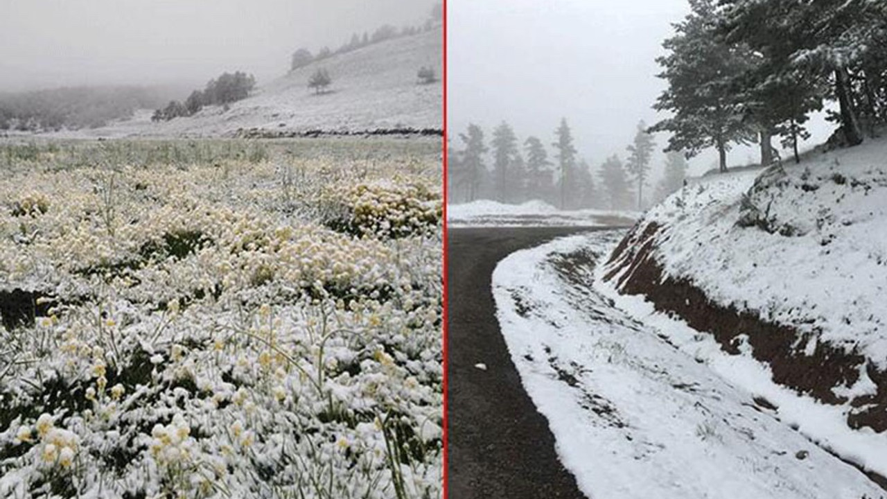 Bir günde 17 derece düştü, kar yağdı