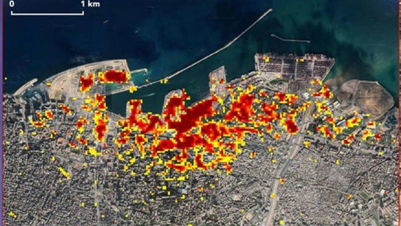 Beyrut'taki patlama uydu görüntüsünde
