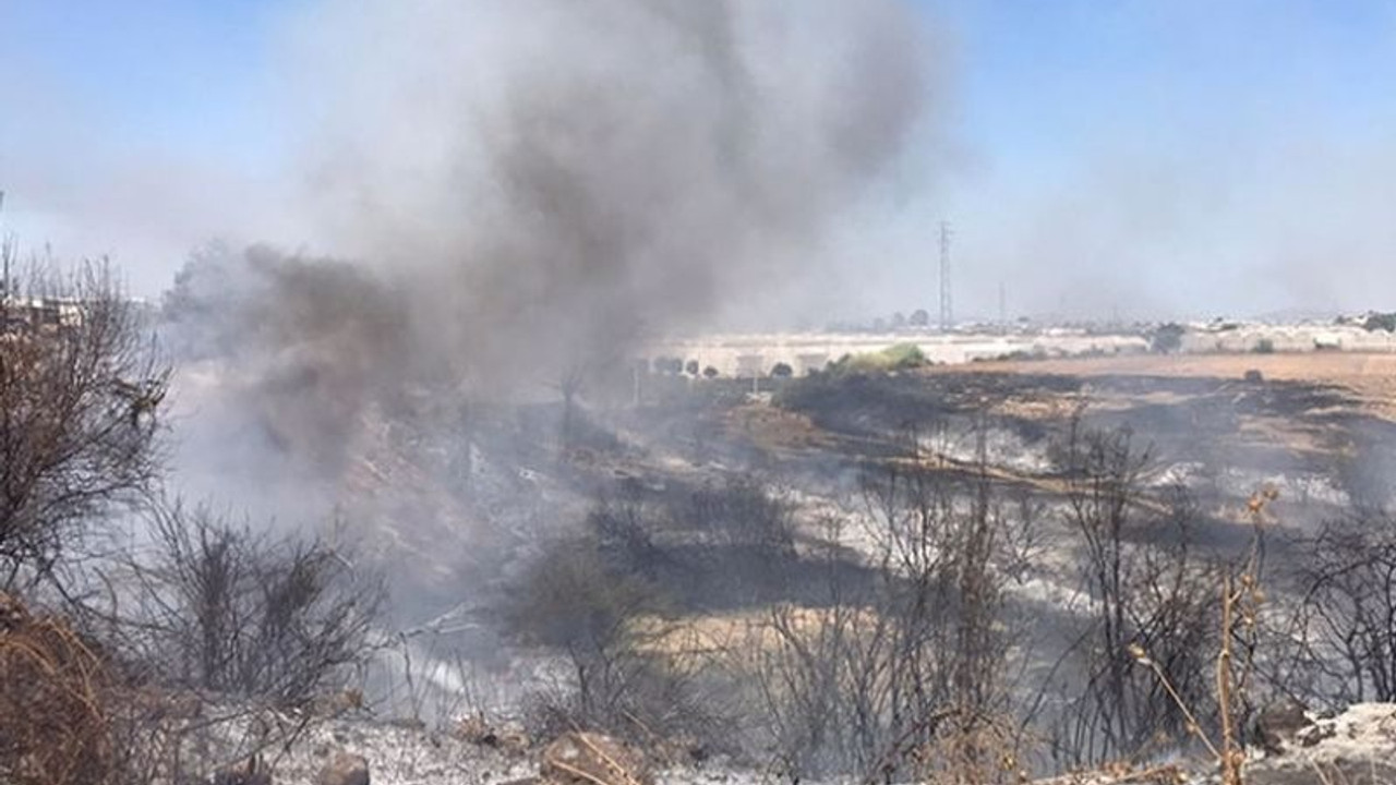 Antalya'da otluk ve çalılık alanda yangın