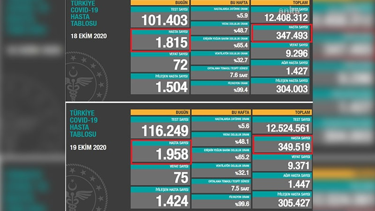 Sağlık Bakanlığı'nın açıkladığı tabloda hasta sayısı çelişkili