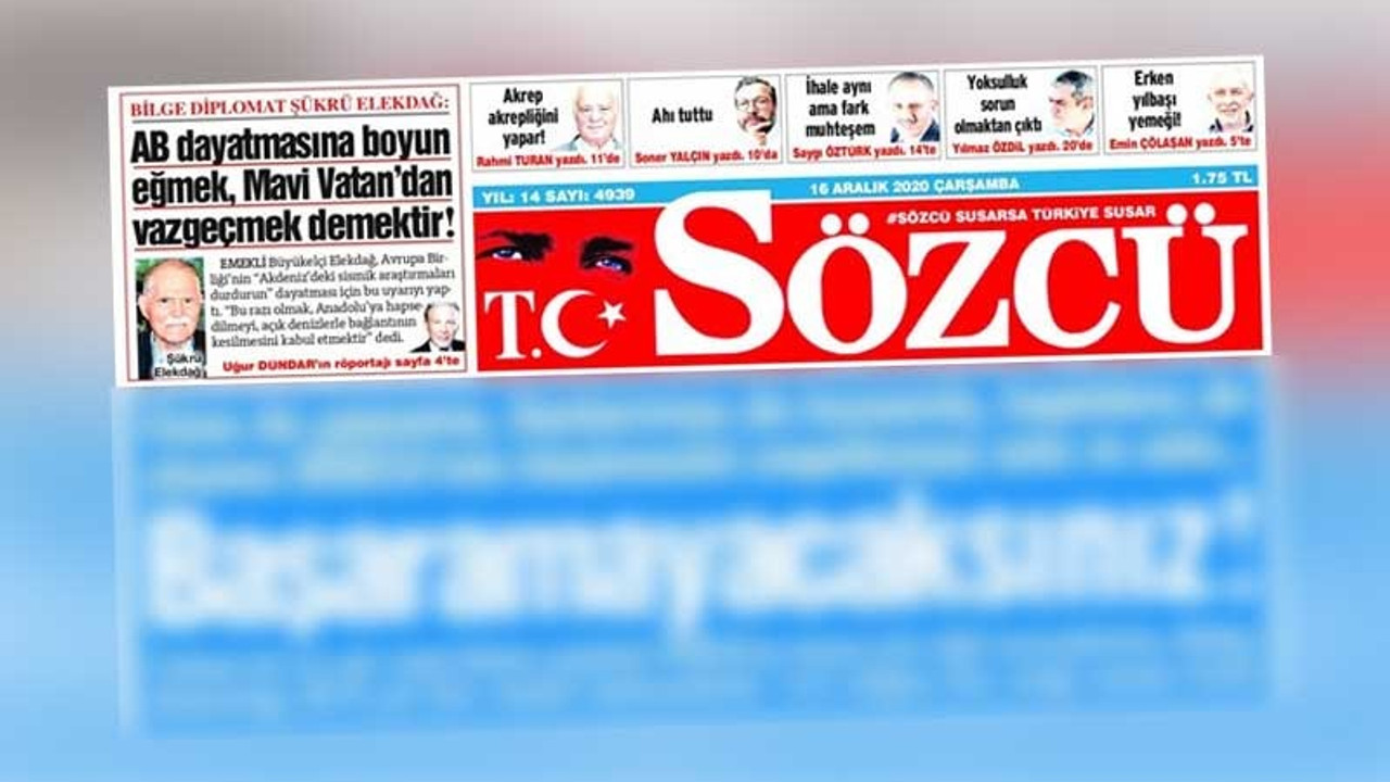 Sözcü'ye 14,5 milyon liralık vergi cezası