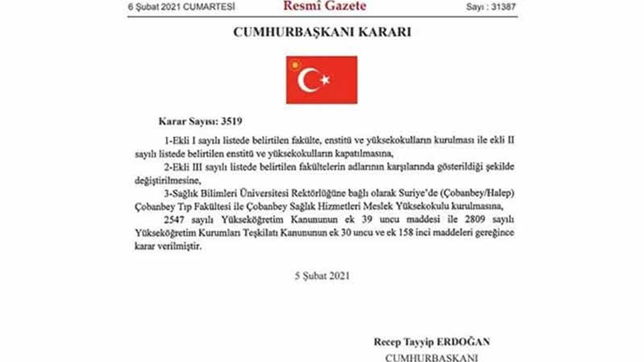 Erdoğan'dan Halep'e üniversite açma kararı