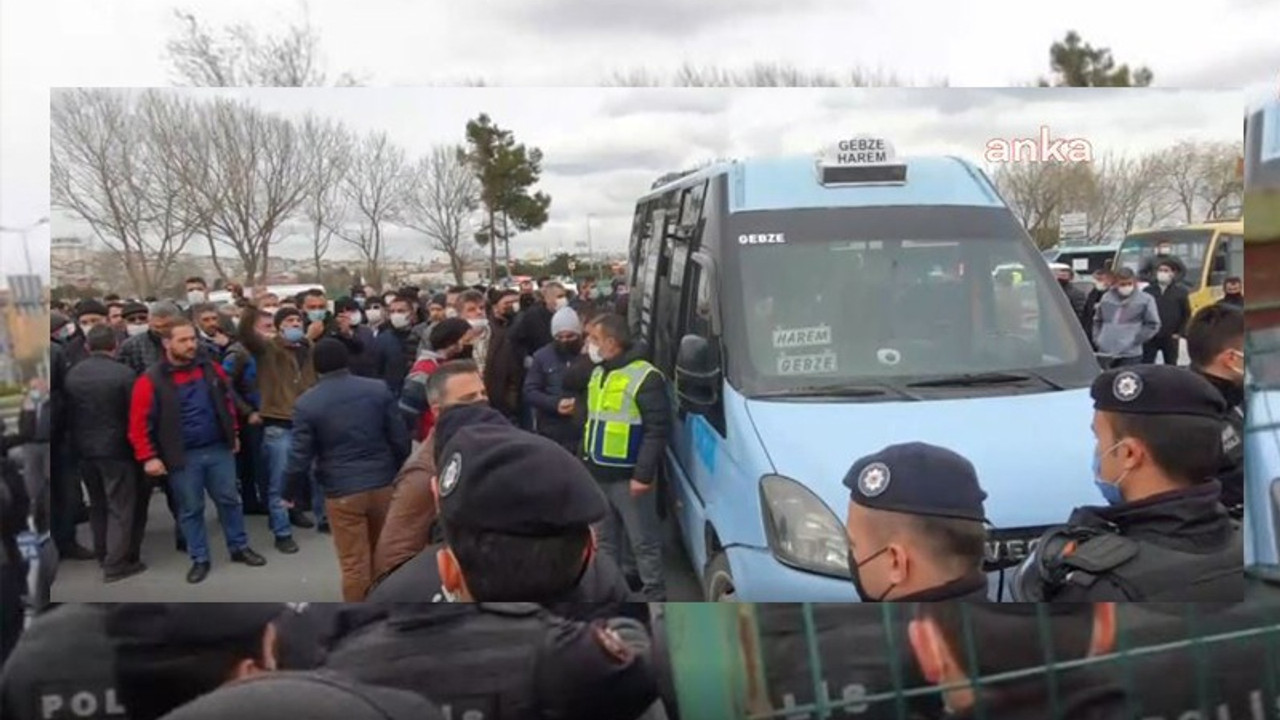 Hatları kapanan minibüsçülerin taksici olması yine engellendi, bir minibüsçü aracını yakmaya çalıştı