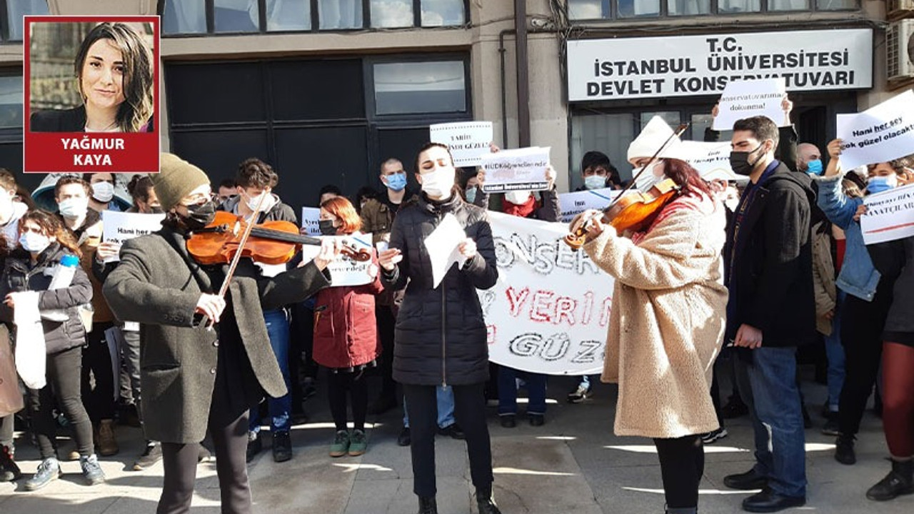 İÜ Devlet Konservatuarı'nın Göztepe’ye taşınma kararına karşı öğrencilerden eylem: Kabul etmiyoruz