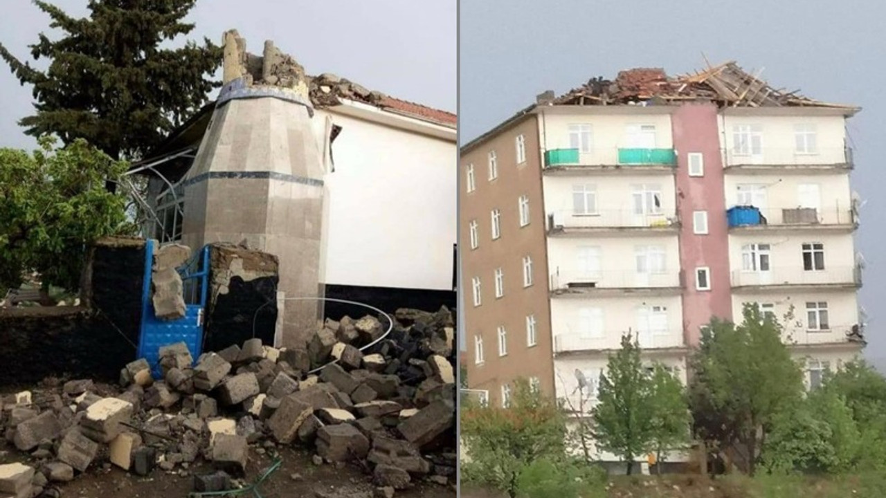 Ankara'daki fırtınada minareler yıkıldı, çatılar uçtu