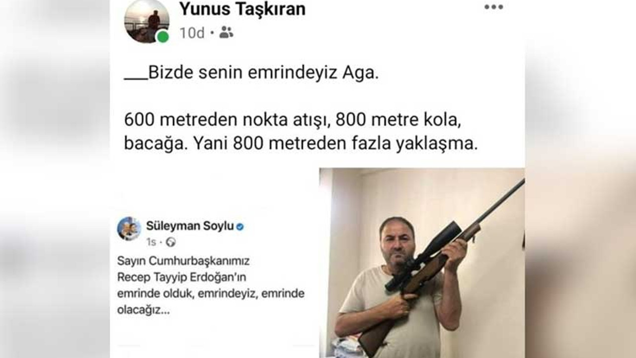 Bir öğretmenden Soylu'ya tüfekli mesaj: Biz de senin emrindeyiz