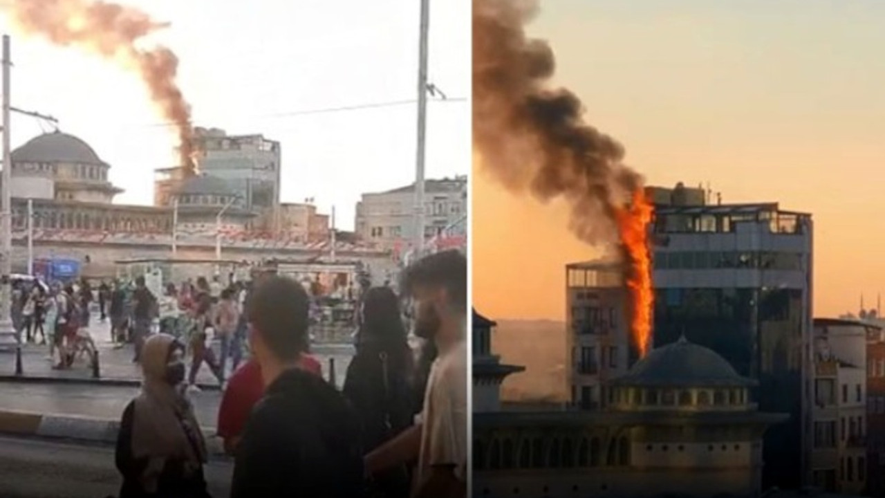 Taksim'de korkutan yangın