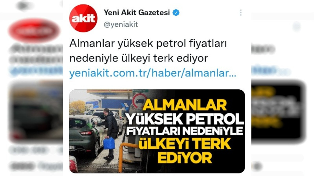 Yeni Akit gülümsetti: Almanlar yüksek enflasyon ve yüksek petrol fiyatları nedeniyle ülkeyi terk ediyor