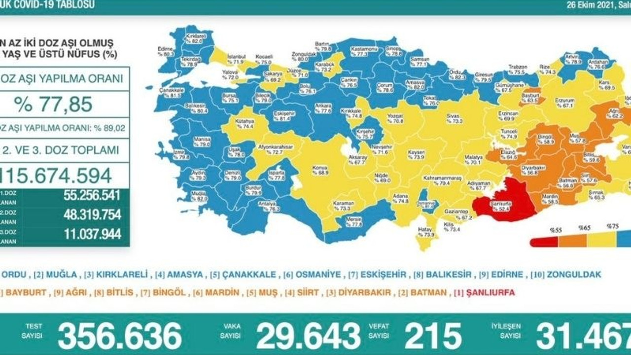 Koronavirüs tablosu: Son 24 saatte 215 can kaybı