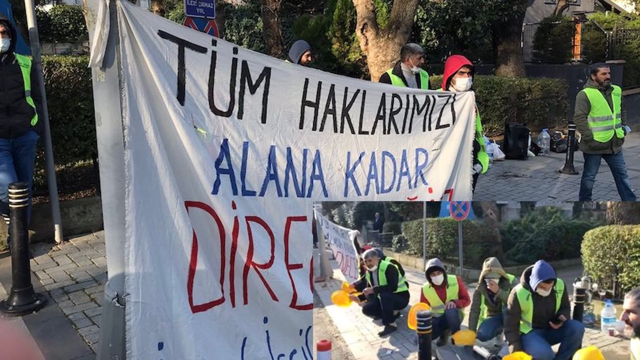 İnşaat işçilerinden 'baret solo orkestralı' eylem