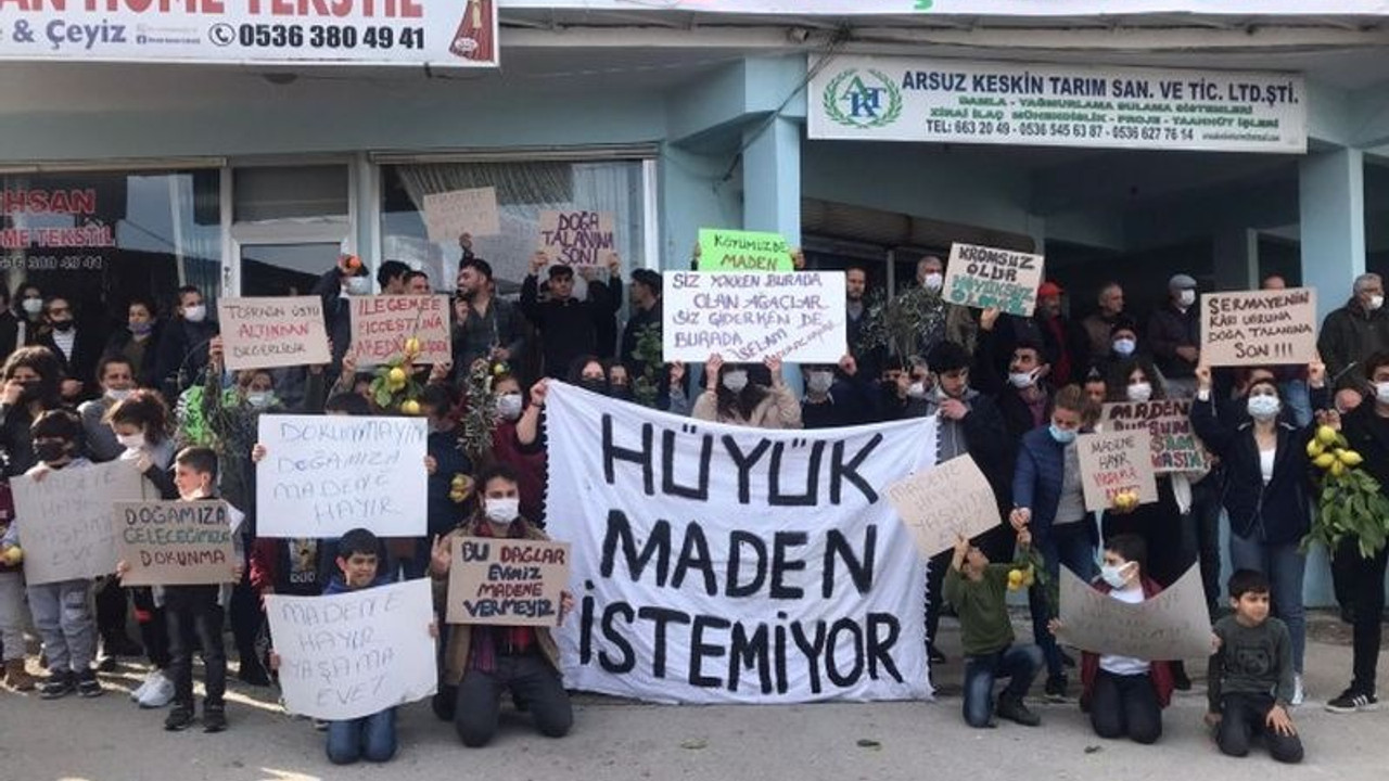 Hatay'da halk tarım arazilerini ve içme su kaynaklarını yok edecek madene karşı ayakta