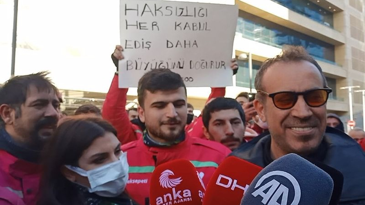 Haluk Levent'ten Yemeksepeti işçilerine destek ziyareti: Her zaman işçilerin yanındayız