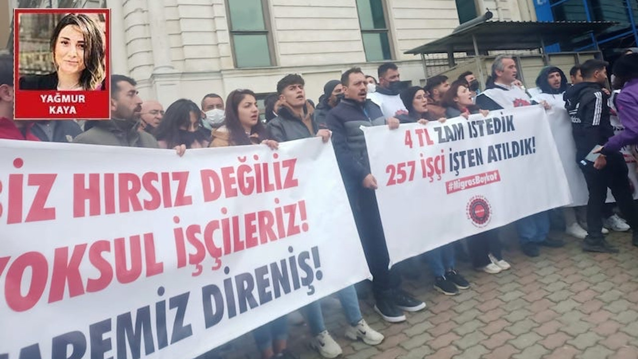 Migros işçileri TÜSİAD'ın önünden seslendi: Sadece 4 lira, bir ekmek parası istedik