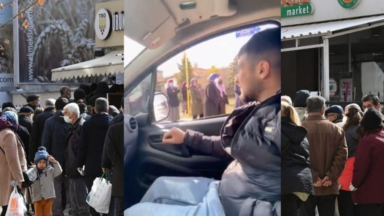 'Dombra' dinleterek yağ kuyruğunda bekleyenlerle alay etti