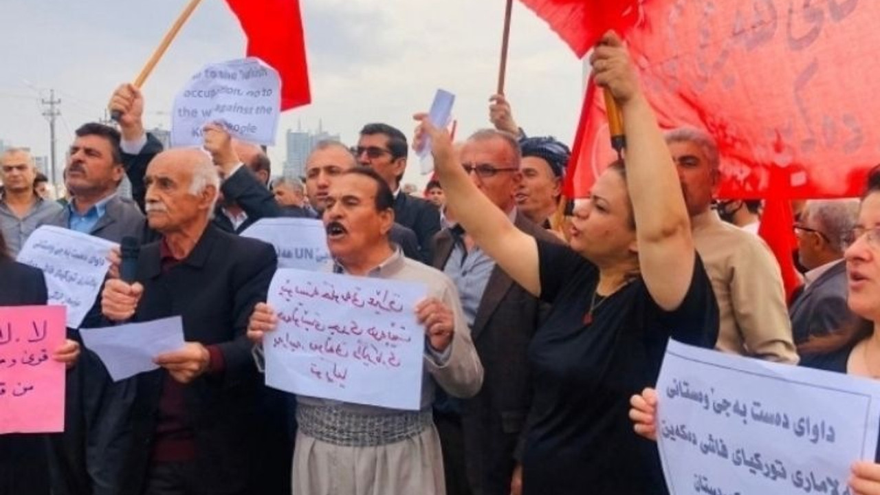 BM Hewlêr Temsilciliği önünde savaş karşıtı protesto