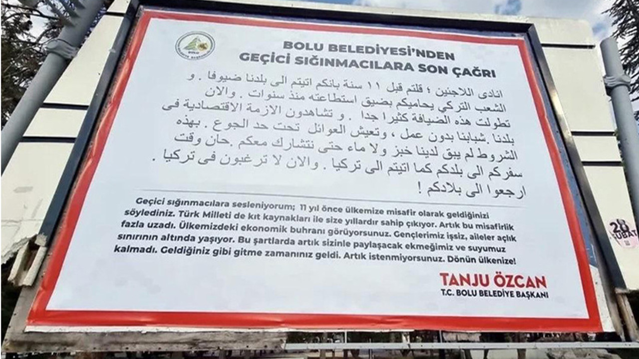 Tanju Özcan bilbordlara Arapça ilan verdi: Artık istenmiyorsunuz, ülkenize dönün