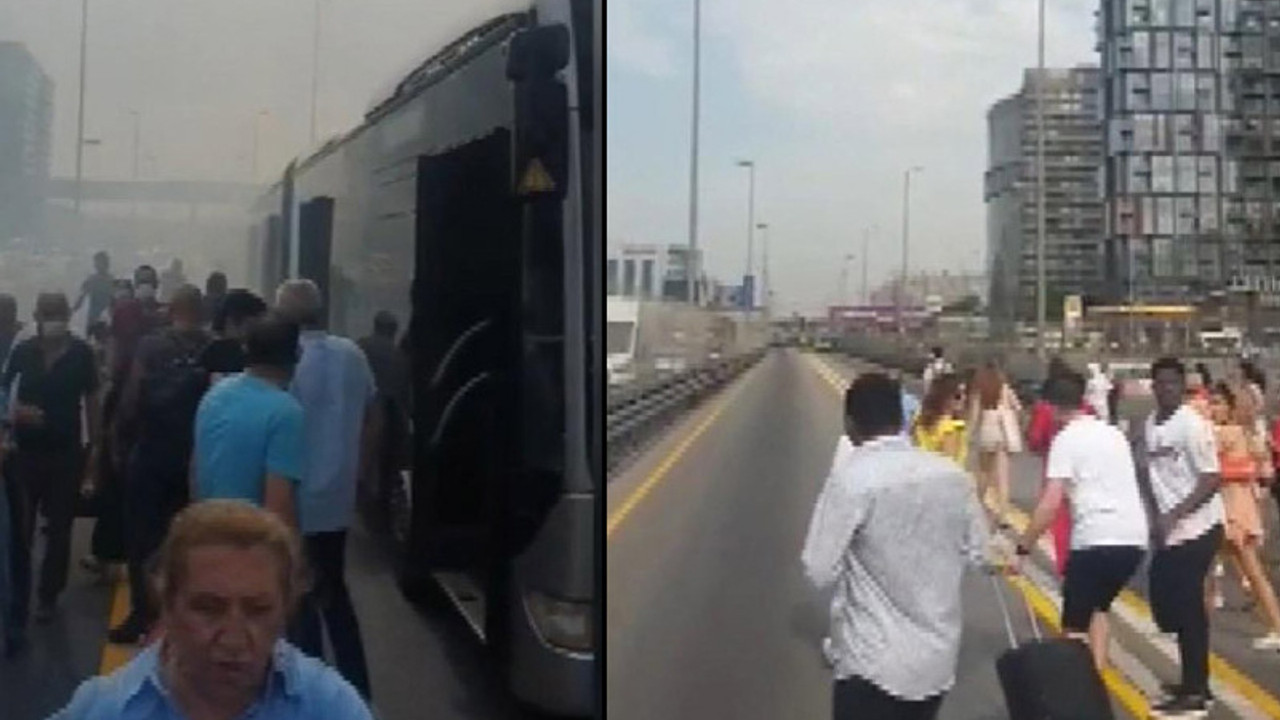 Metrobüste yangın çıktı, yolcular tahliye edildi