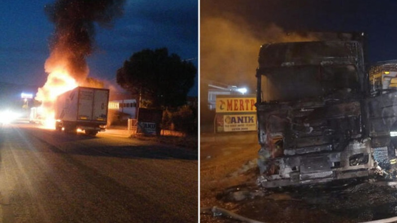 Seyir halindeki TIR alev aldı, sürücü canını son anda kurtardı