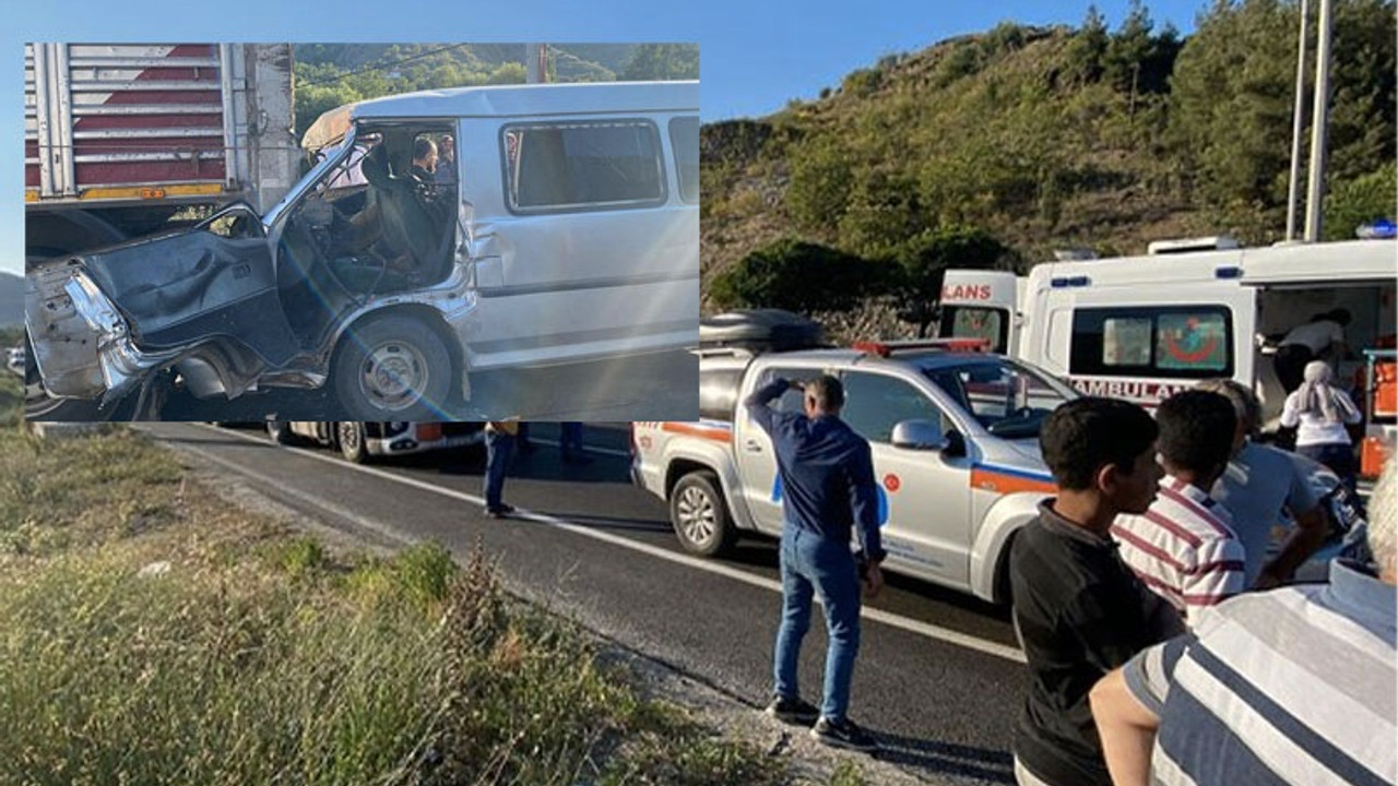 Tarım işçilerinin taşındığı minibüs, kaza yapan kamyona çarptı: 12 yaralı