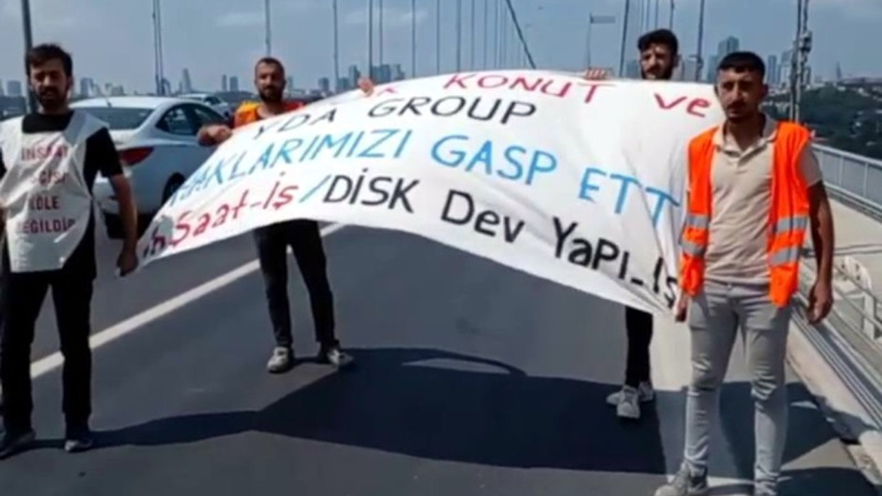 İnşaat işçileri Boğaziçi Köprü’sünü trafiğe kapattı