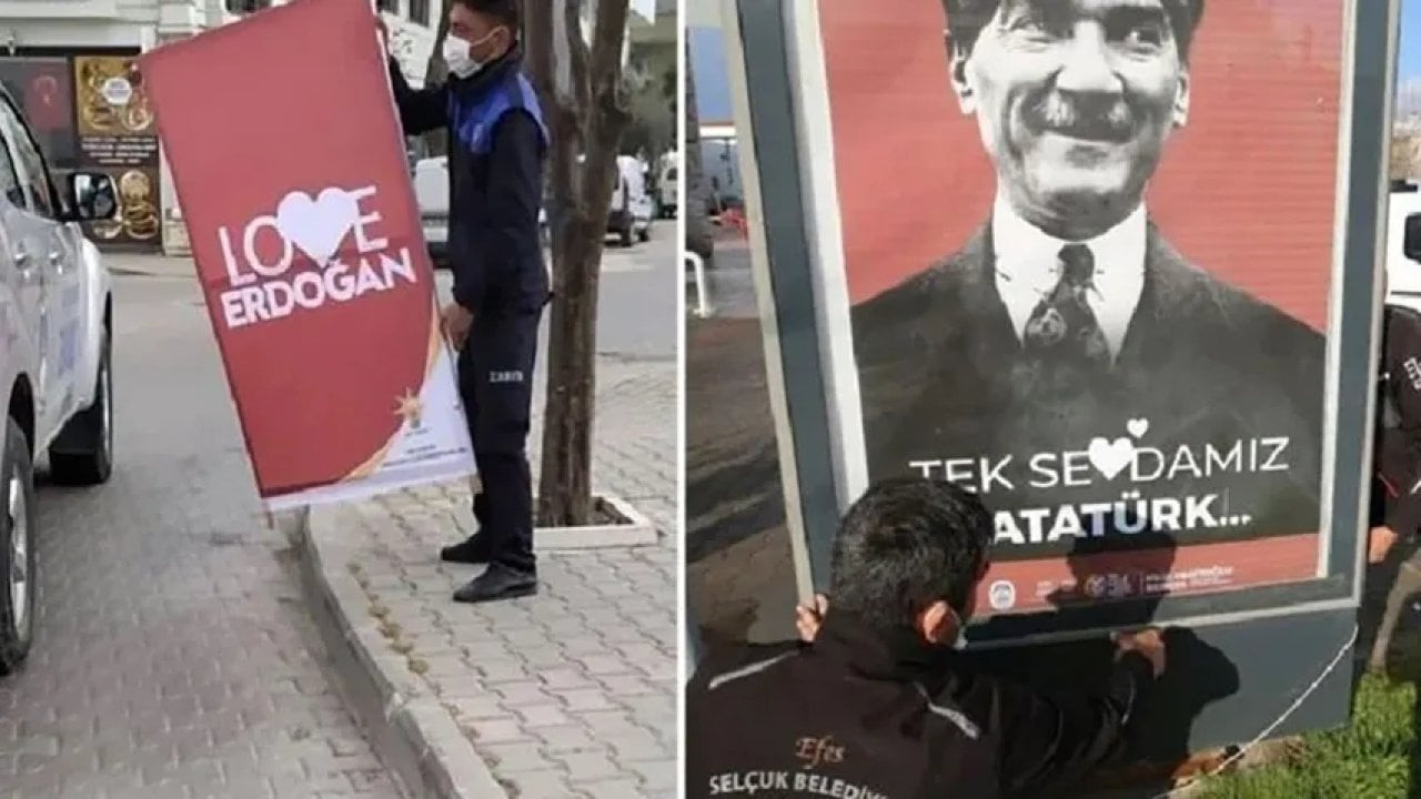 İzinsiz asılan 'Love Erdoğan' afişlerini toplatan CHP'li başkana soruşturma izni