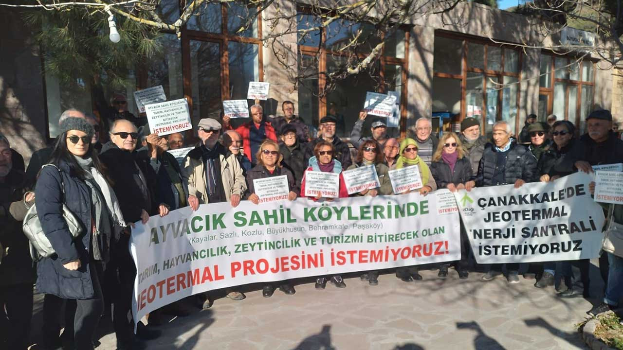 Çanakkale’de zeytinlikler içindeki jeotermal aramaya köylüler engel oldu