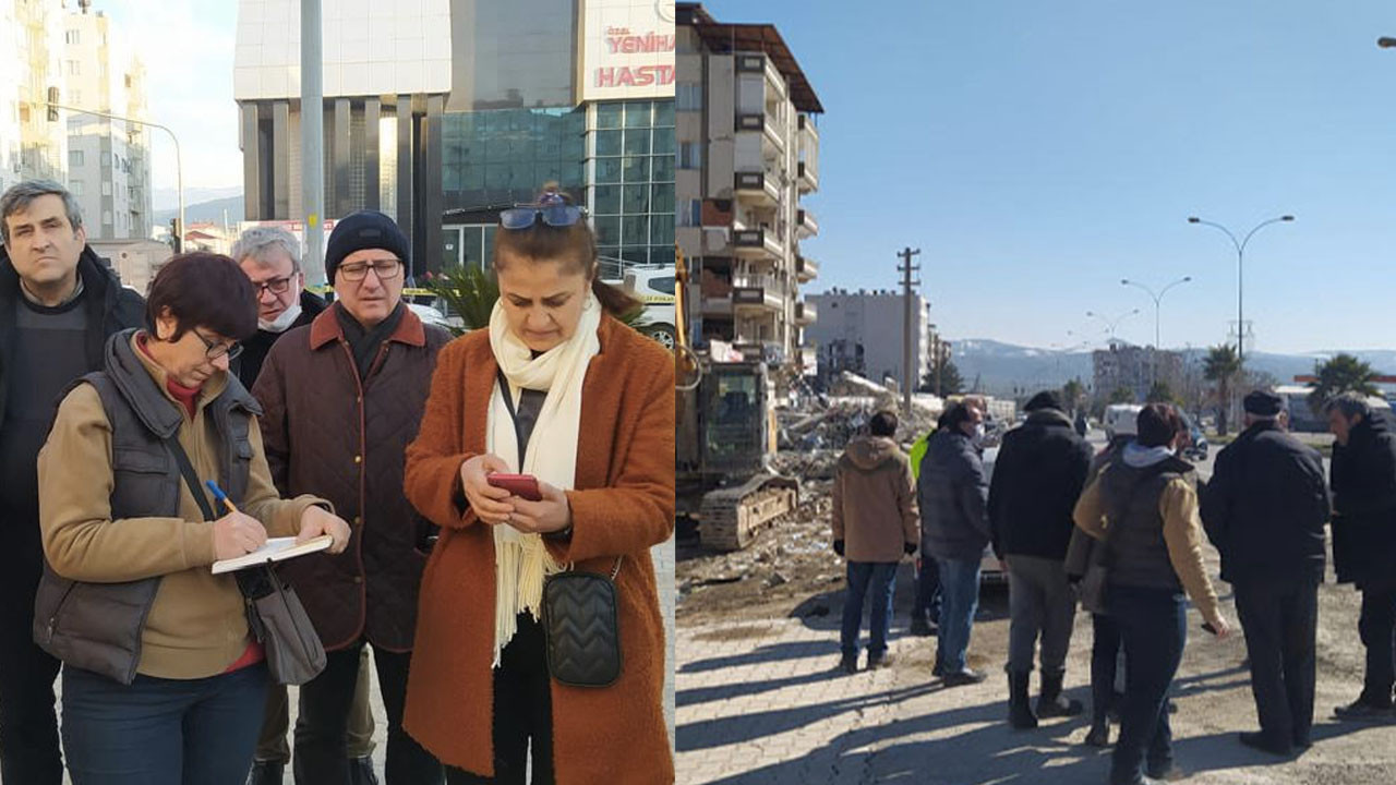 Mimarlar Odası Heyeti deprem bölgesinde incelemelerde bulunuyor