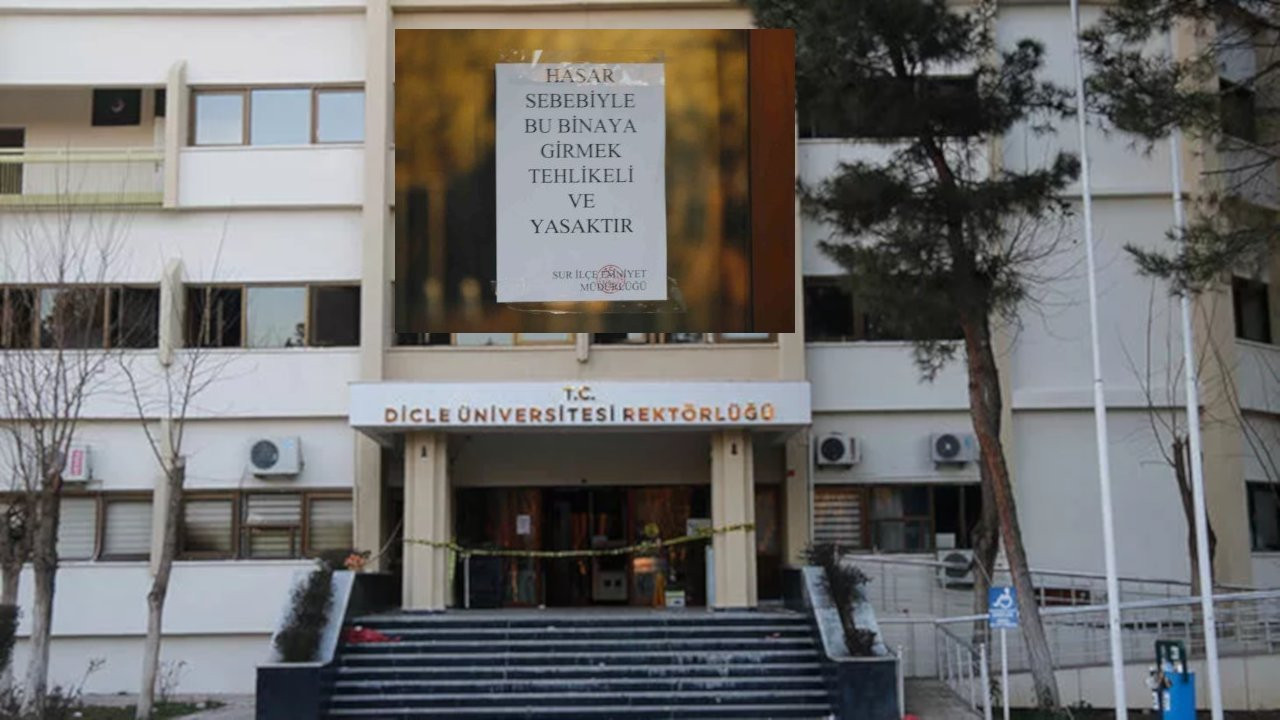 Hasar gören Dicle Üniversitesi rektörlük binası boşaltıldı