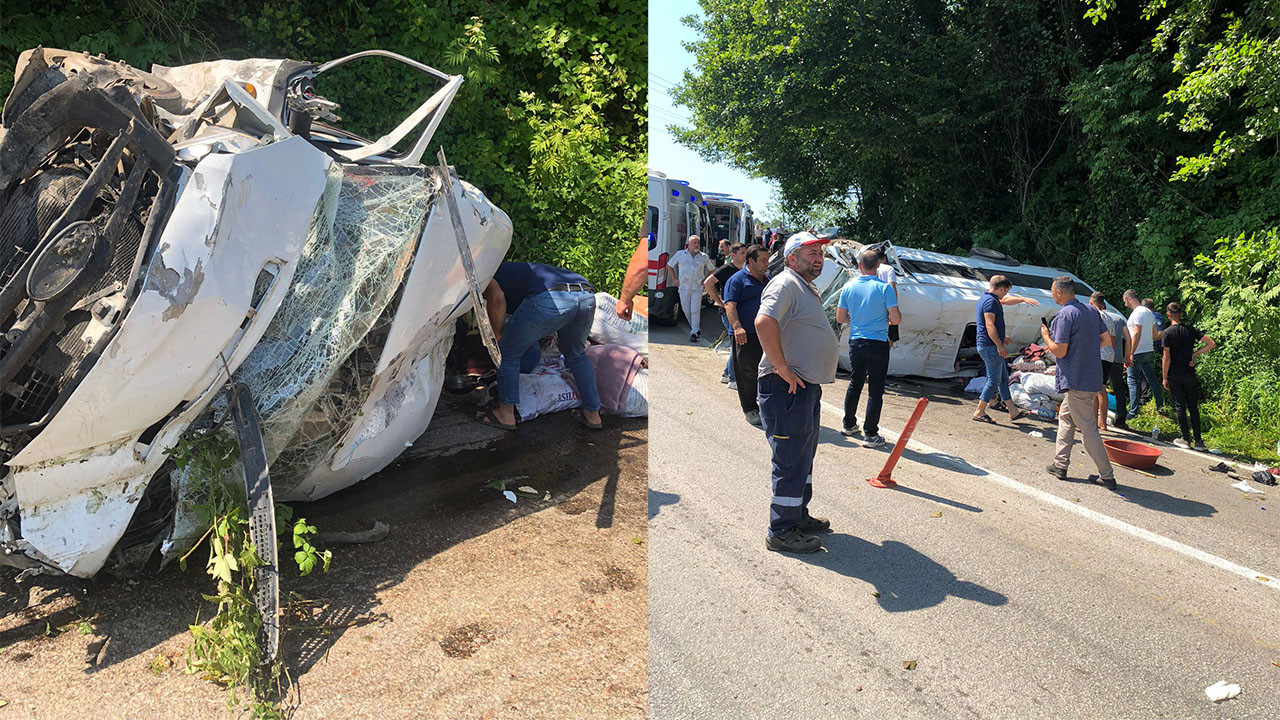 Ordu'da tarım işçilerini taşıyan minibüs kaza yaptı: 17 kişi yaralandı