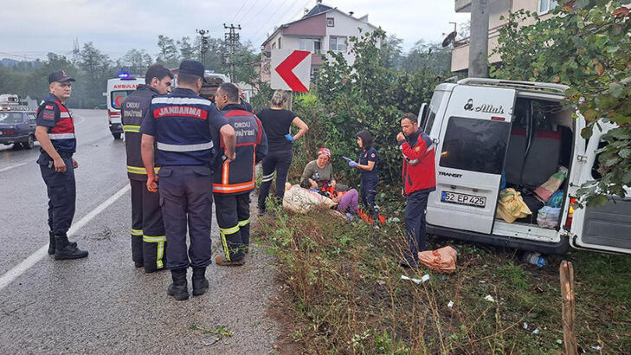 Ordu'da fındık işçilerini taşıyan minibüs direğe çarptı: Beşi çocuk 17 yaralı