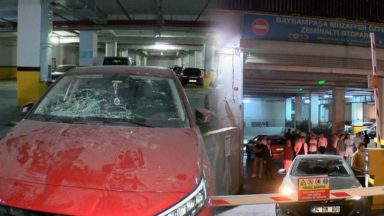 Bayrampaşa'daki İSPARK otoparkında araçlara taşlı saldırı