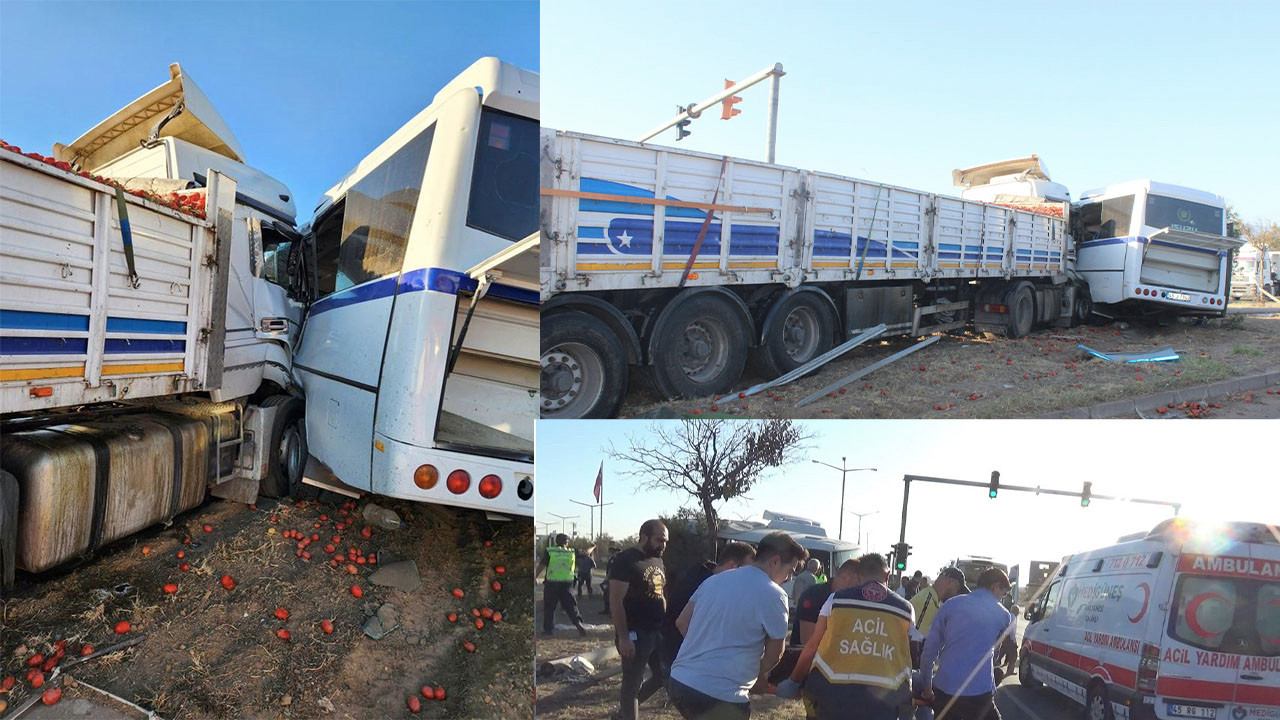 Manisa’da tır işçi servisine çarptı: 23 yaralı