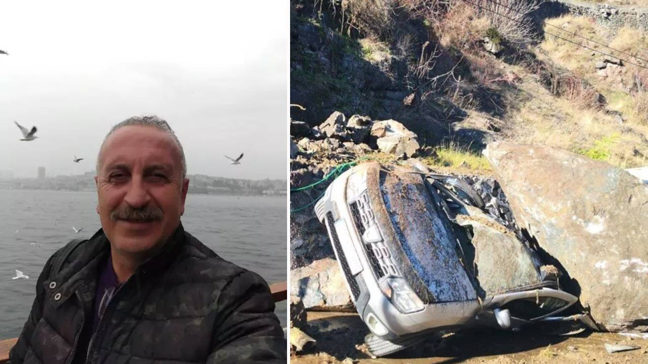 AKP ilçe başkanının cipine kaya düştü: '40 saniye ile ölümden döndük'