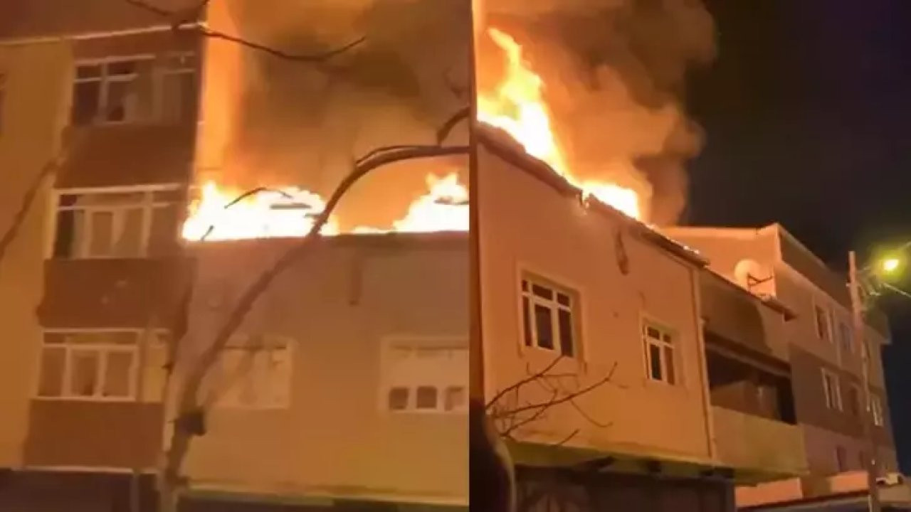 Tuzla'da iki katlı binanın çatısında yangın
