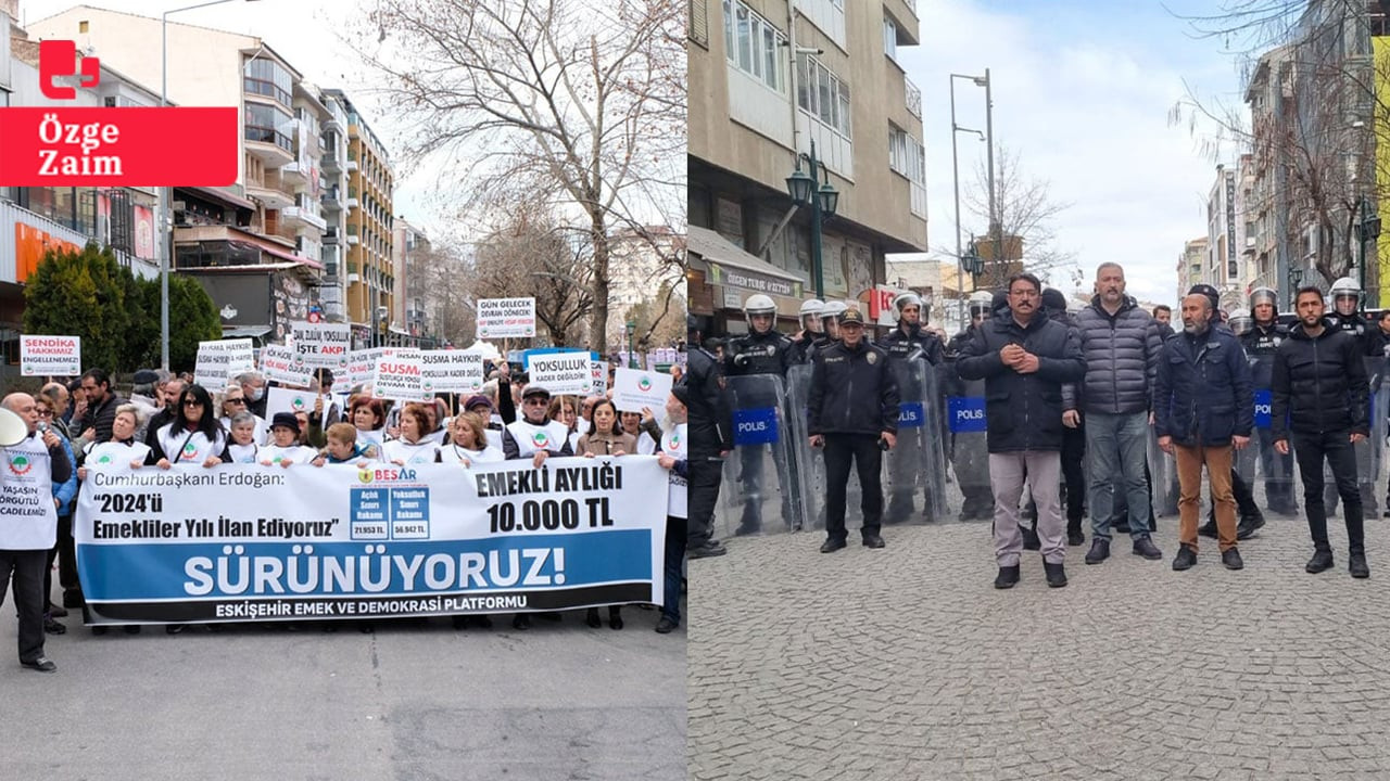 Emekli protestosuna polis engeli: AKP il binasına yürümelerine izin verilmedi