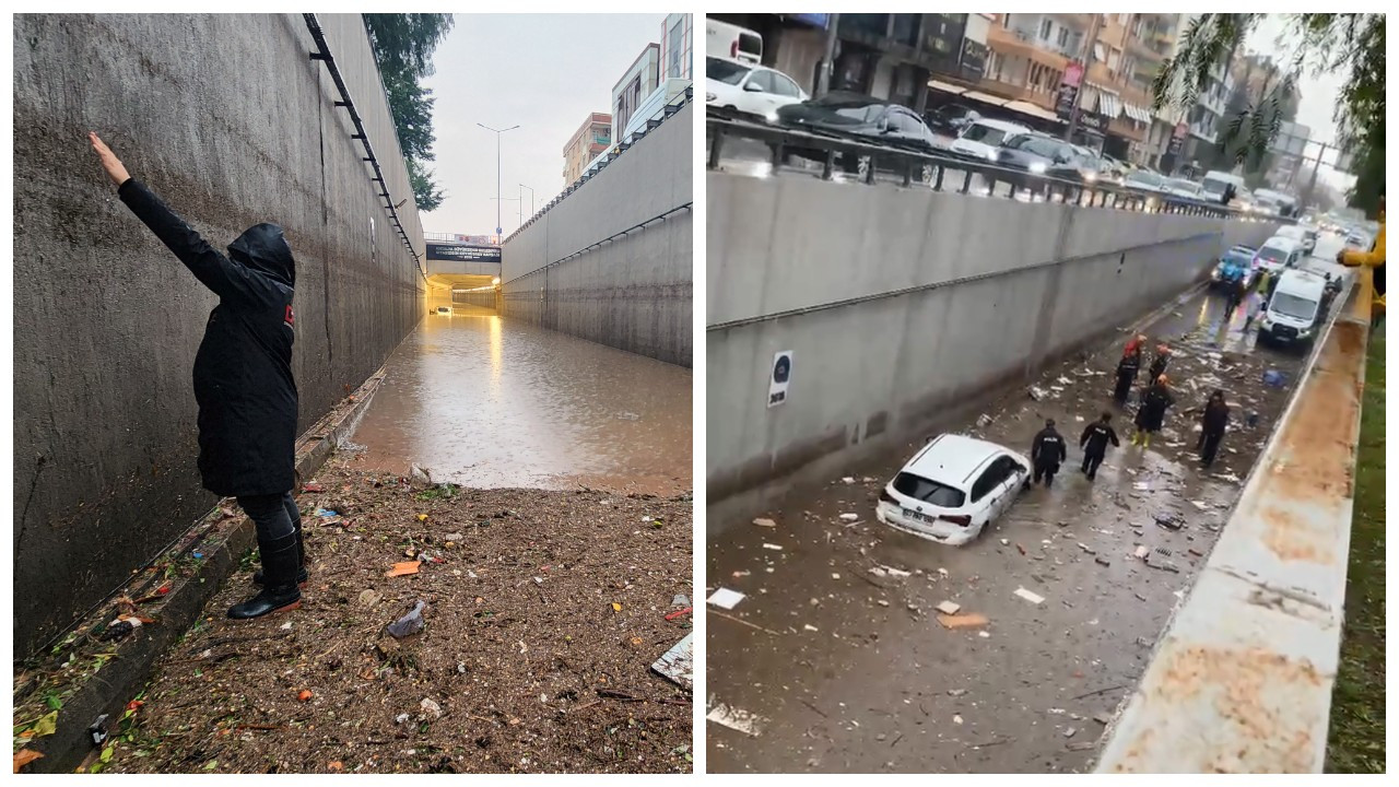 Antalya'da bir kişinin öldüğü alt geçit görüntülendi: Sular 2,5 metre yükselmiş