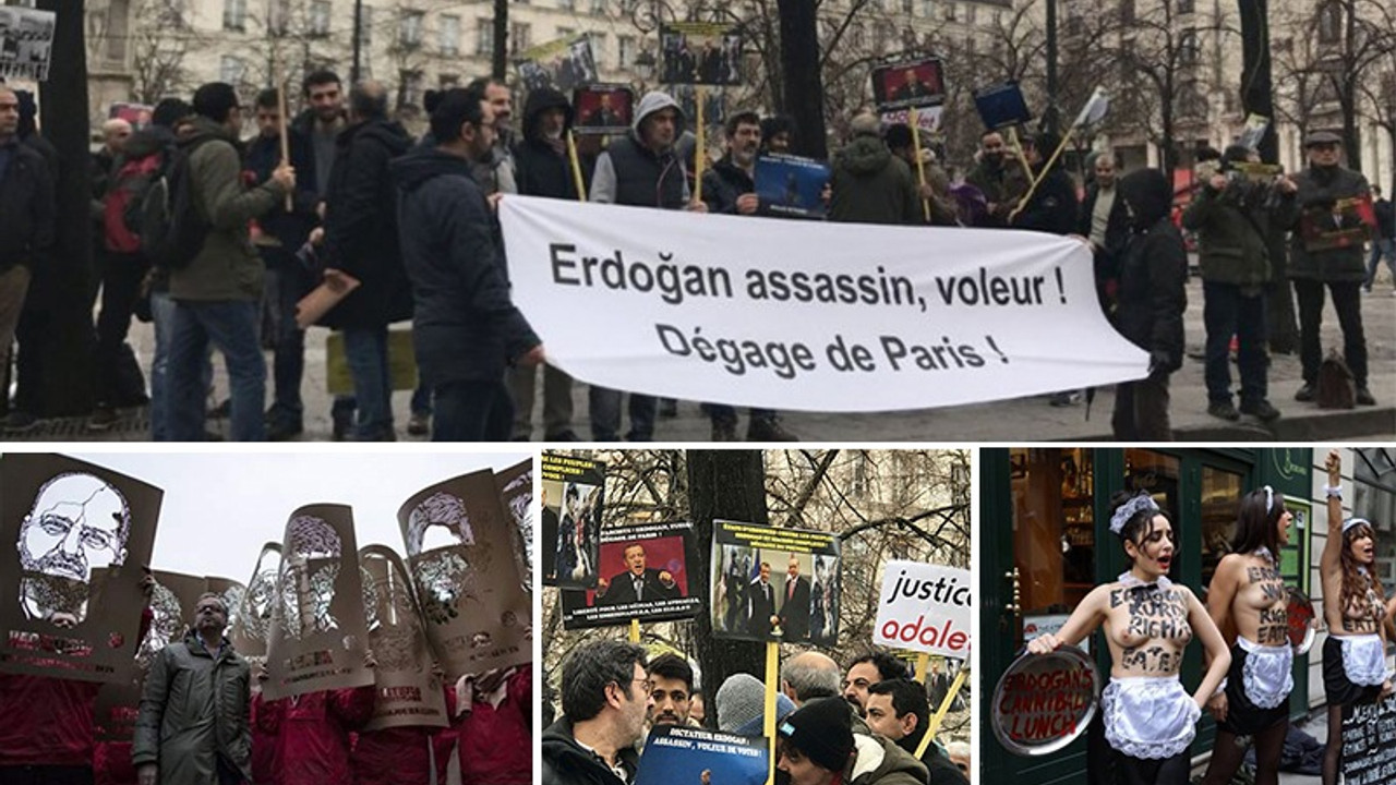 Erdoğan, Paris'te protestolarla karşılandı