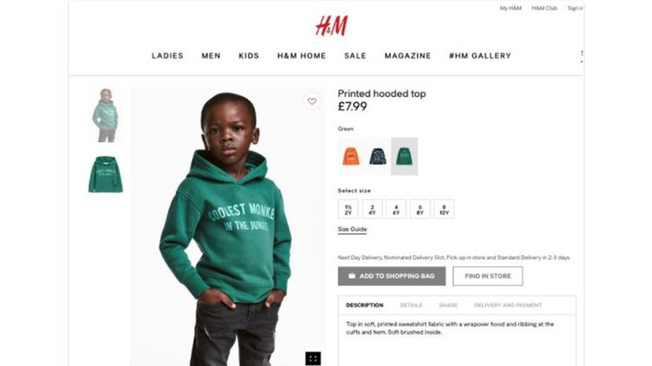 H&M'den ırkçı reklam