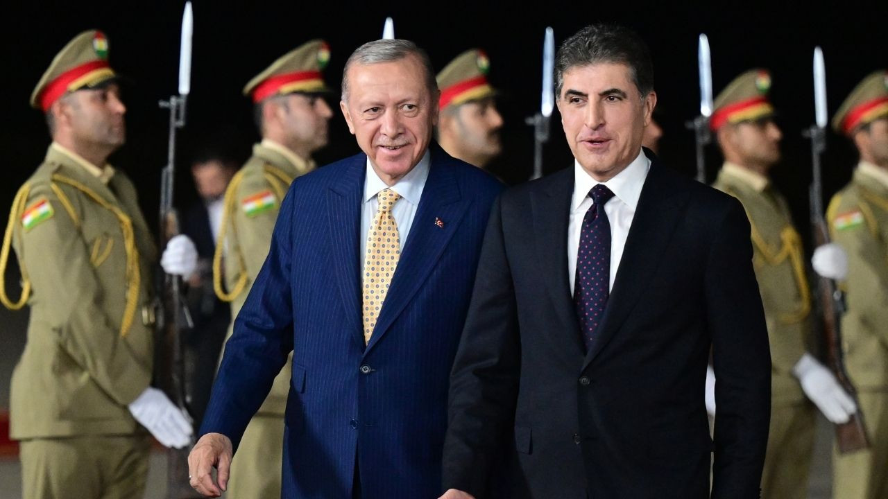 Erdoğan ilk kez Erbil'de: Neçirvan Barzani karşıladı