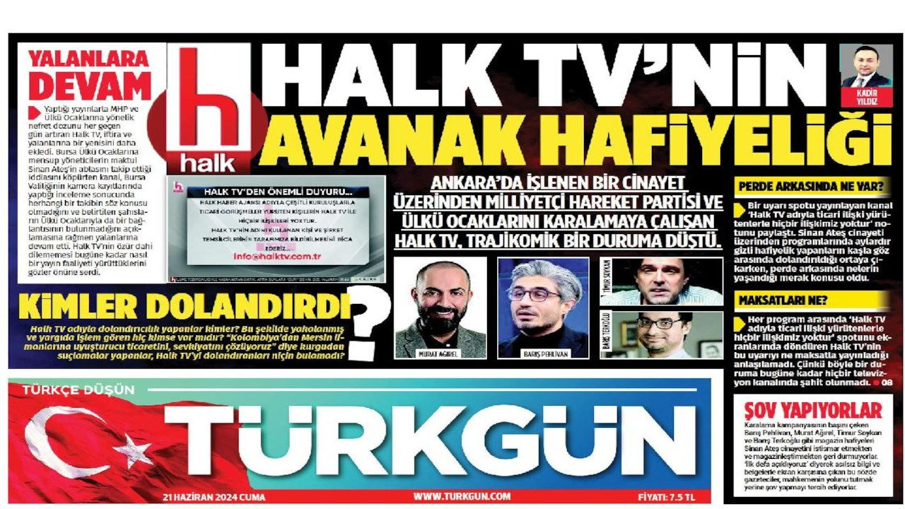 MHP'nin yayın organı manşetten dört gazeteciyi hedef gösterdi