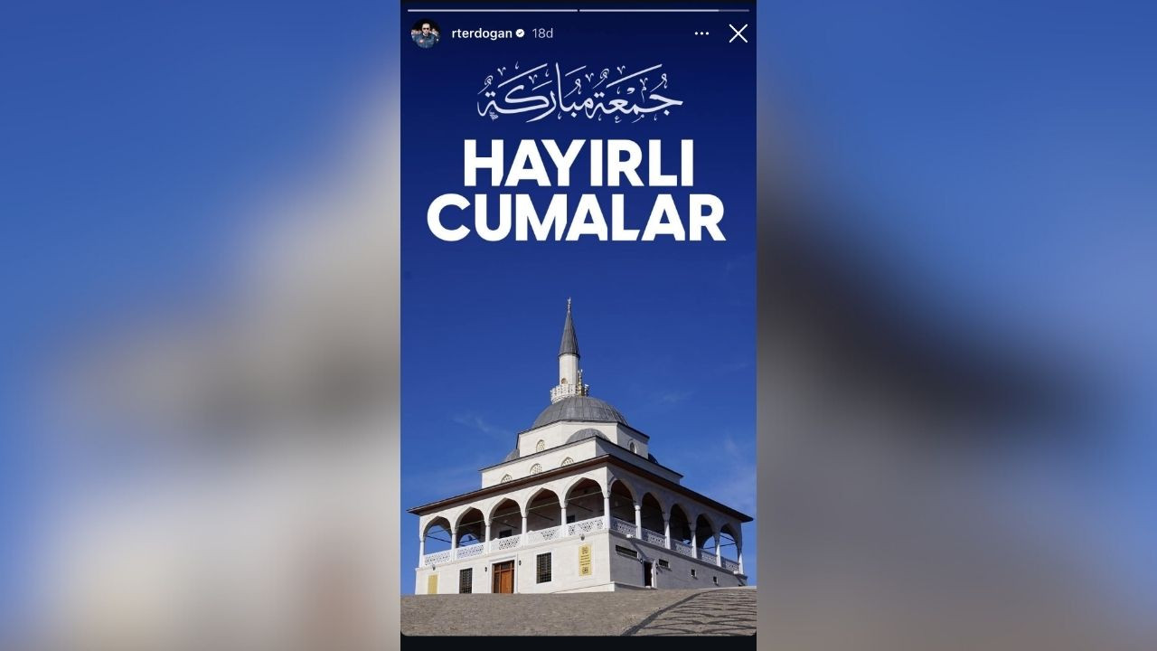 Erdoğan kapatılan Instagram'dan 'Hayırlı Cumalar' mesajı paylaştı, tepkiler üzerine silindi