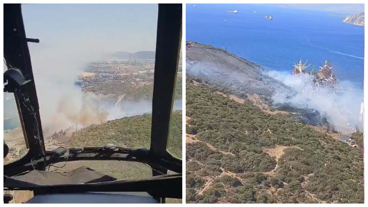 Aliağa'da liman yakınında orman yangını