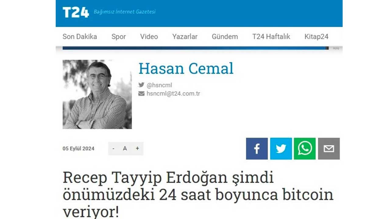 T24 hack’lendiğini duyurdu: 'Erdoğan Bitcoin veriyor'