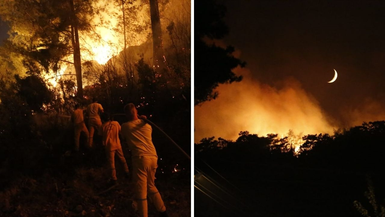 Muğla’daki orman yangını sürüyor: Havadan müdahale gece boyunca devam etti