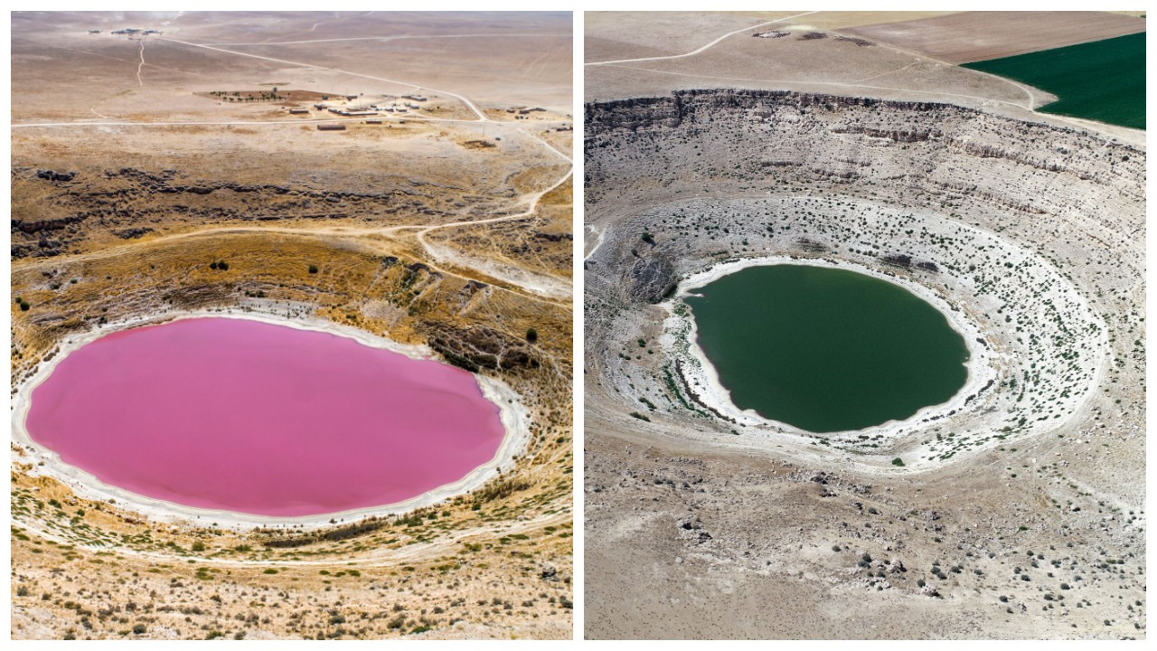 Pembe rengi ile ünlenen Meyil Obruk Gölü tamamen kurudu