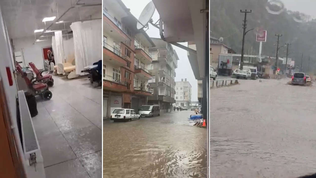 Artvin'de sel ve heyelan: Araçlar zarar gördü