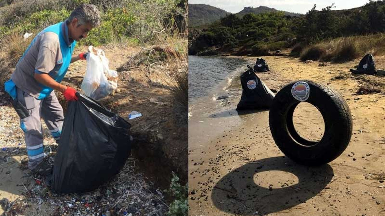 Marmaris'te koylardan 11 ton çöp toplandı