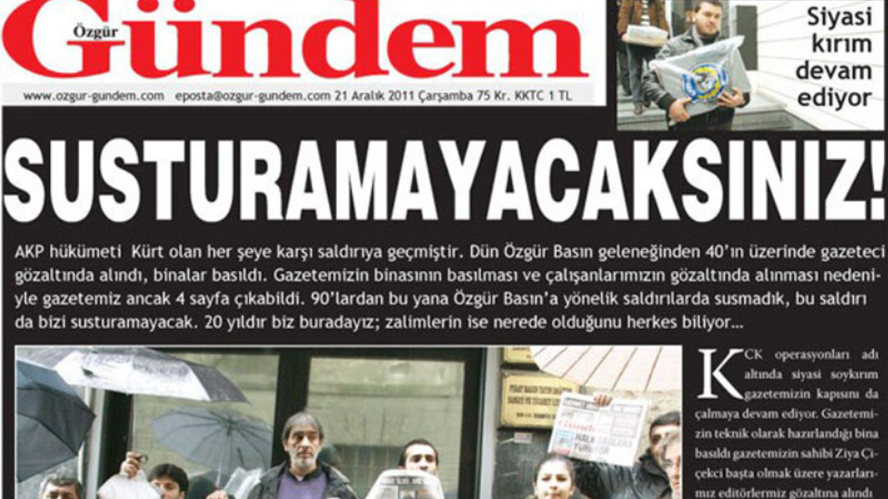 Özgür Gündem davasında iki gazeteciye ceza