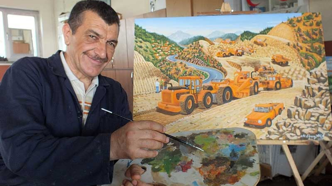 İşçi ressam, yol çalışmalarını tuvale aktardı