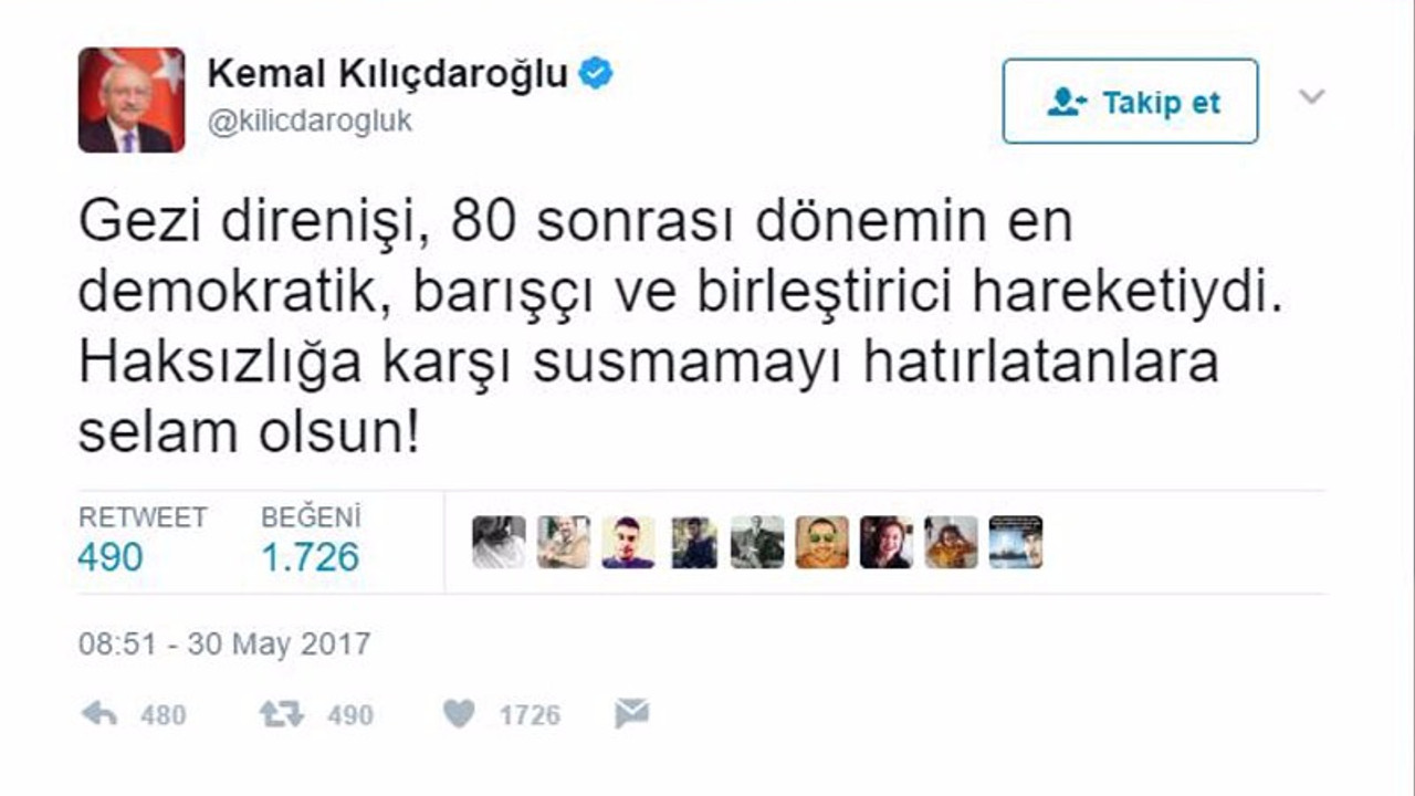 Kılıçdaroğlu'ndan Gezi Mesajı